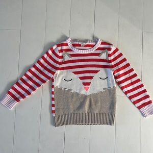 J Crew animal owl sweater with strips good condition